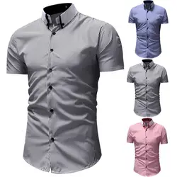 2019 Новая модная футболка с коротким рукавом Для мужчин Тонкий Дизайн Формальные Повседневное мужской рубашки Размеры 3 цвета Для Мужчин