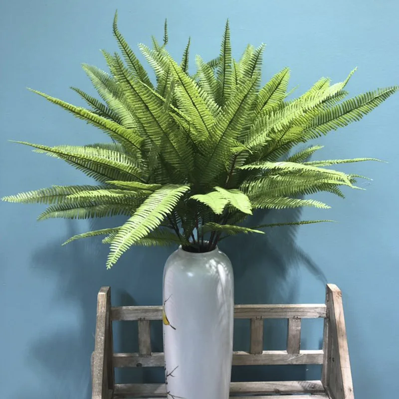 

Artificial Plants Fake Fern Leaves Plastic Grass Real Touch Faux Green Plants Branch Wedding Home Garden Shop Table Decoration