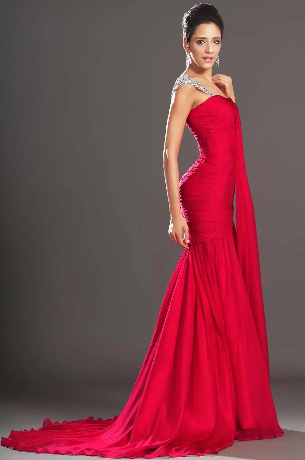 PROMOTION-Free-Shipping-Charming-Cheap-Mermaid-Cap-Sleeve-Red-Chiffon-Evening-Dresses (2)