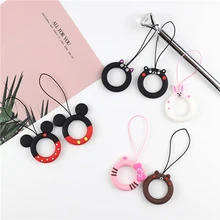 Милый мультяшный силиконовый ремешок с подвеской для мобильного телефона с Микки и Минни, розовый кольцевой ремешок для iPhone и huawei