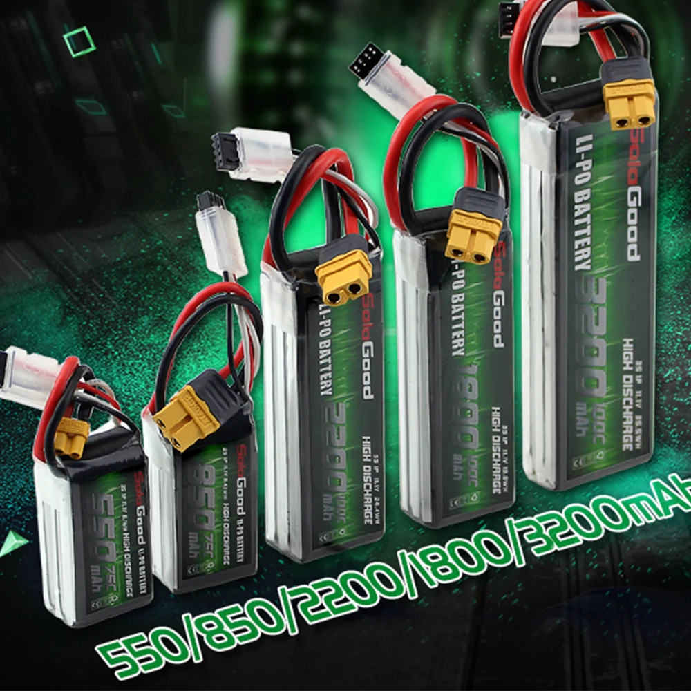 SoloGood Lipo батарея 2S 3S 4S 7 4 V 11 1 14 8 550mAh 850mAh 75C перезаряжаемая с разъемом XT30 XT60H XT60 для