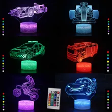 Креативный супер автомобиль 7 цветов акриловый 3D Визуальный светильник дистанционный сенсорный светится в темноте для детей мальчик автомобиль игрушки День рождения рождественские подарки