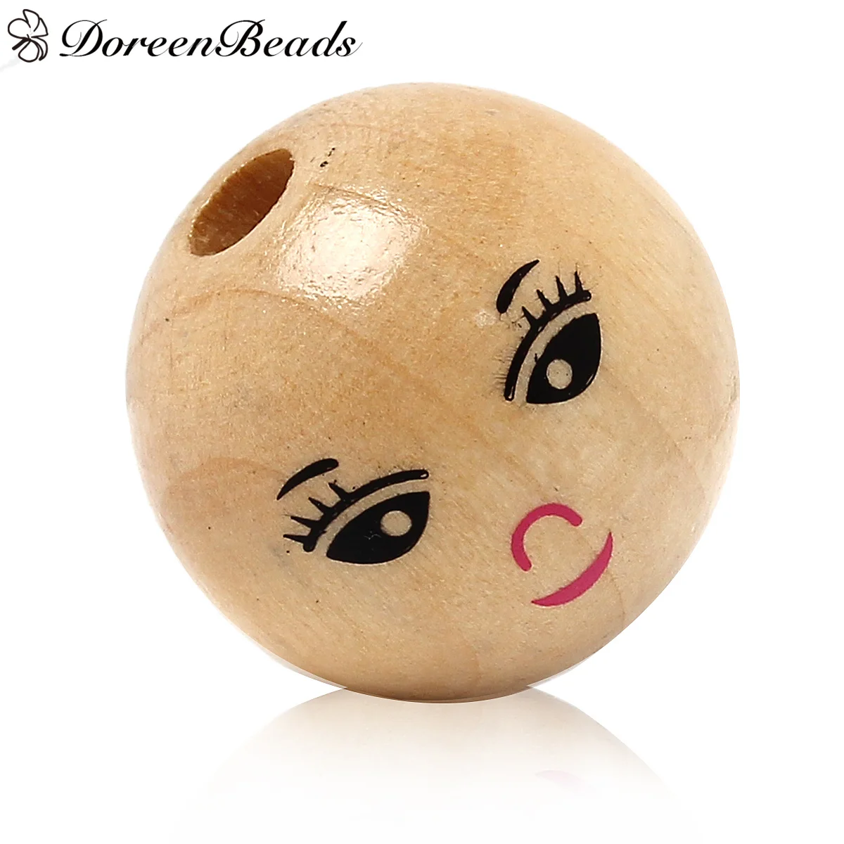 DoreenBeads 22 мм деревянные бусины разделители шарики натуральный улыбка узор