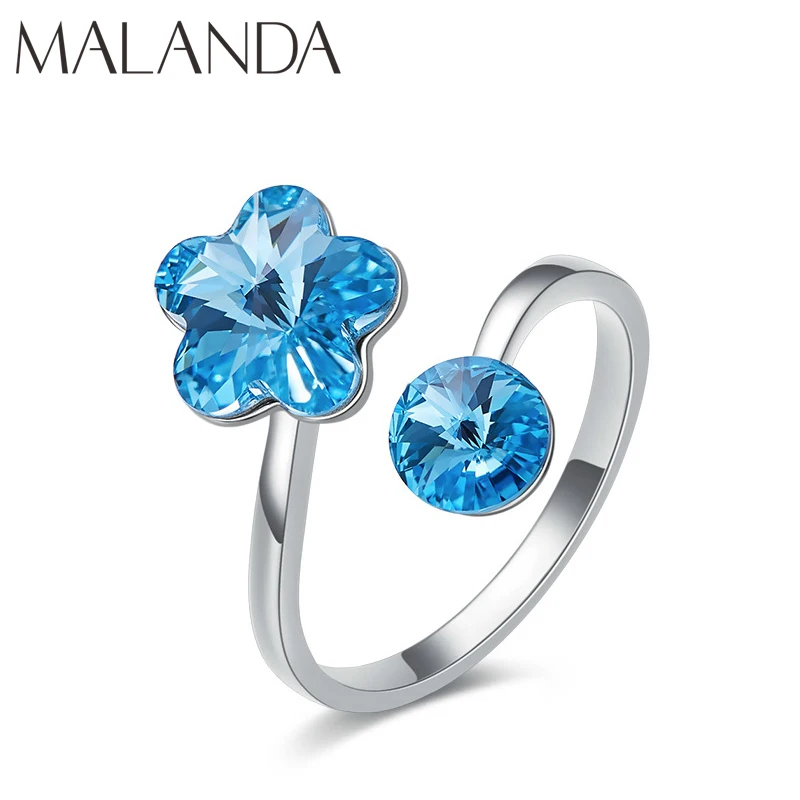 

Malanda New Fashion Open Rings Crystals From SWAROVSKI Rings For Women Lady Elegant Wedding Party Rings Jewelry Girls Gift