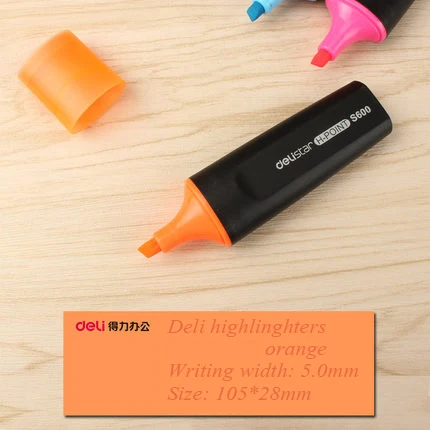 Deli 1 шт. флуоресцентная ручка набор маркер ручка кисть офисные школьные канцелярские модные новые милые оптом 6 цветов высокие зажигалки - Цвет: S600-6 orange 1pcs
