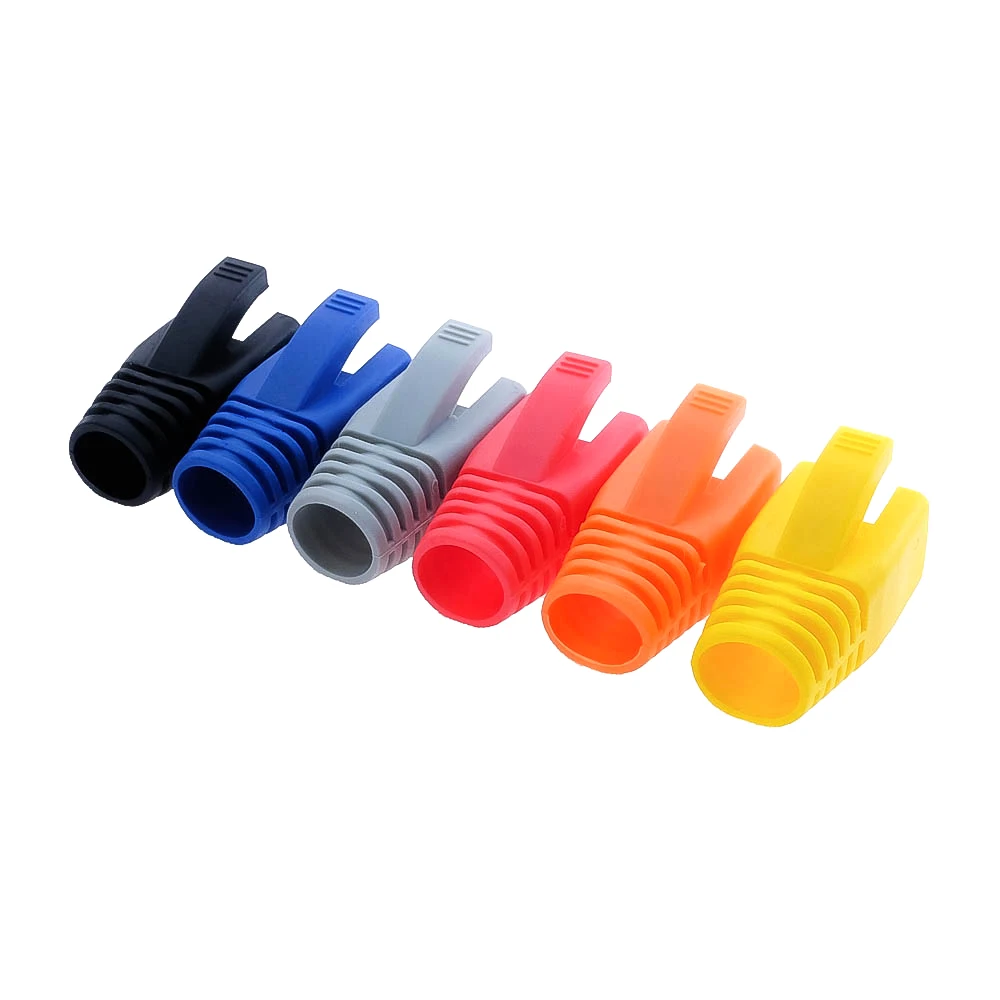 50/100x Colorful Cat6a Cat7 RJ45 Plug Ethernet Network Cable Strain Relief Boots RJ45 Plugs Socket Boot Cap RJ45 Connector