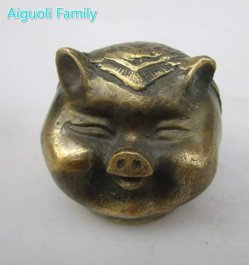 

Art Collection Chinese Copper Carved Small Pig Statue/Sculpture