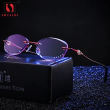 Для женщин без оправы фиолетовые линзы Очки для чтения для женщин женские дальнозоркостью Очки для чтения Анти-усталость+ 1+ 1.5+ 2+ 2.5+ 3+ 3.5+ 4