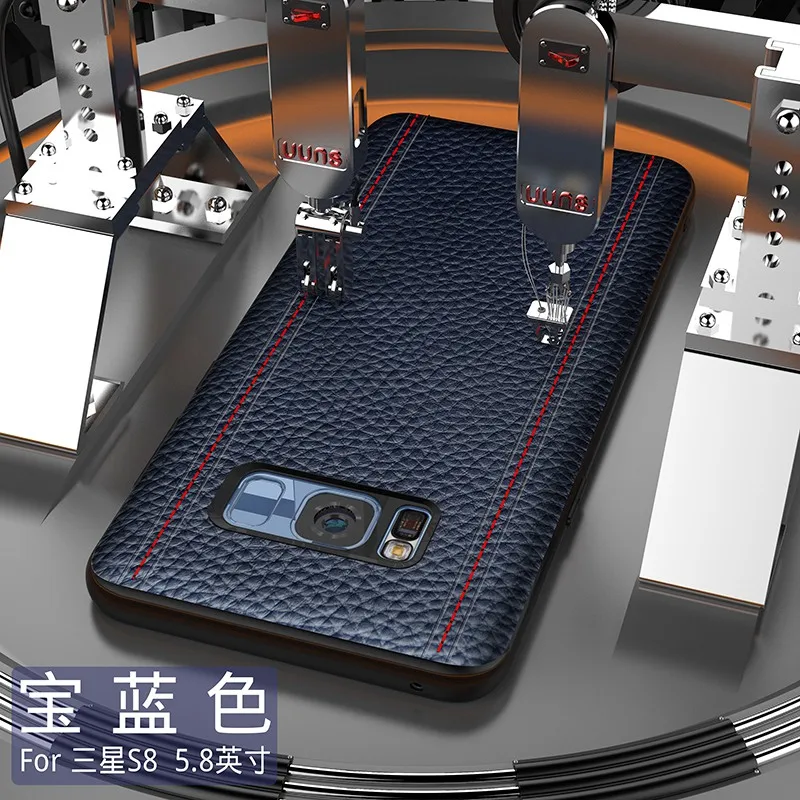 Роскошный чехол из натуральной кожи для samsung NOTE 9, NOTE 8, S9 Plus, S8 Plus, полностью защитный чехол из воловьей кожи, адсорбционный магнит - Цвет: Blue S8