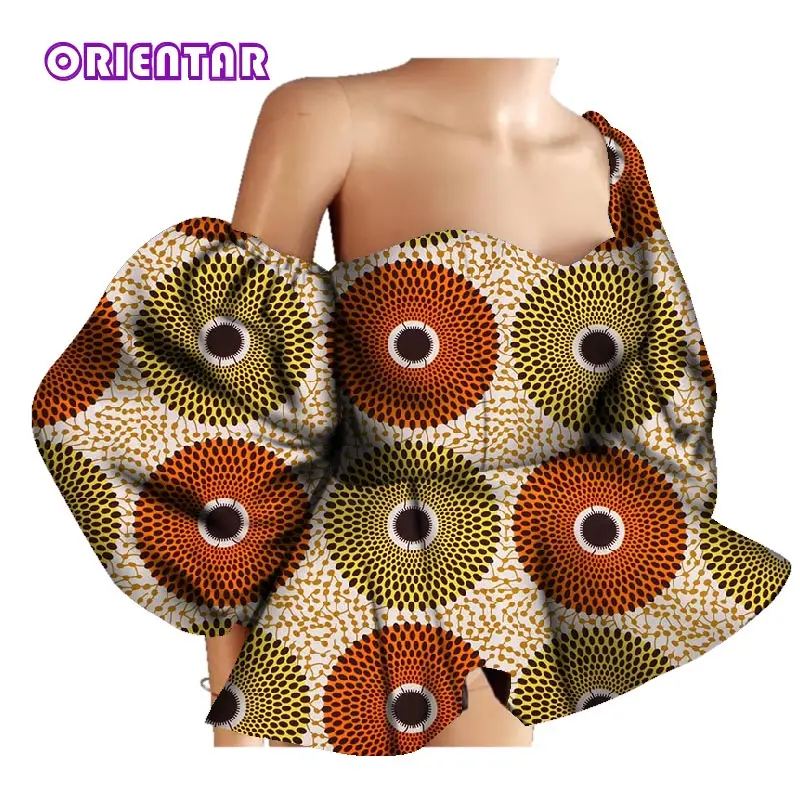 New Cotton Women Shirts African Wax Draped Print Shirts for Women Bazin Riche Patchwork African Style Clothing WY3397
