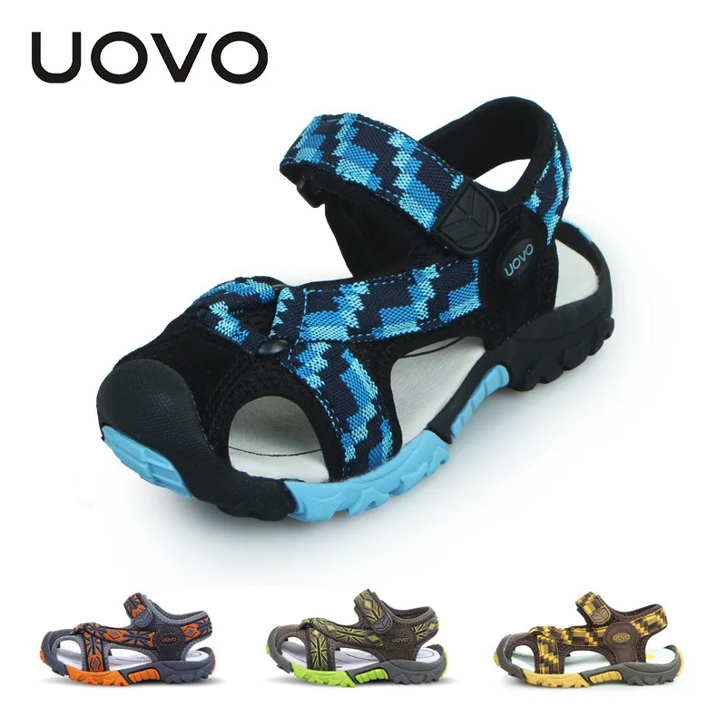 

UOVO Toddler Boy Sandal 2017 New Summer Children's Toe Cap Genuine Leather Sandals Beach Shoes for Kids Boys for 3-10 Yrs CCS008