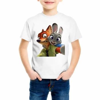 

Boys/Girls/Baby crazy animal city Zootopia Judi fox rabbit Nick City Utopia t shirt New Zotopia Kids T-shirt C24-26