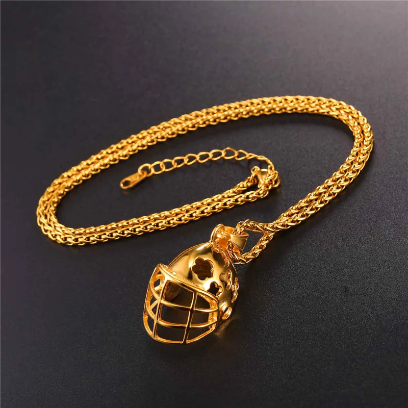 Collare спортивный шлем Кулон золото/черный цвет хоккейные кепки Нержавеющая сталь ожерелье для женщин Спорт мужчин фитнес ювелирные изделия P030