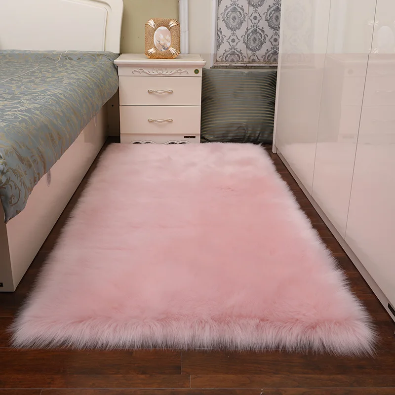 

50*80cm White plush imitation wool carpet bedroom bedside blanket window mat window blanket Custom size made carpet mat DT-14