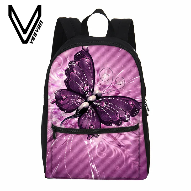 VEEVANV Colorful Butterfly Travel Backpack Canvas School Laptop