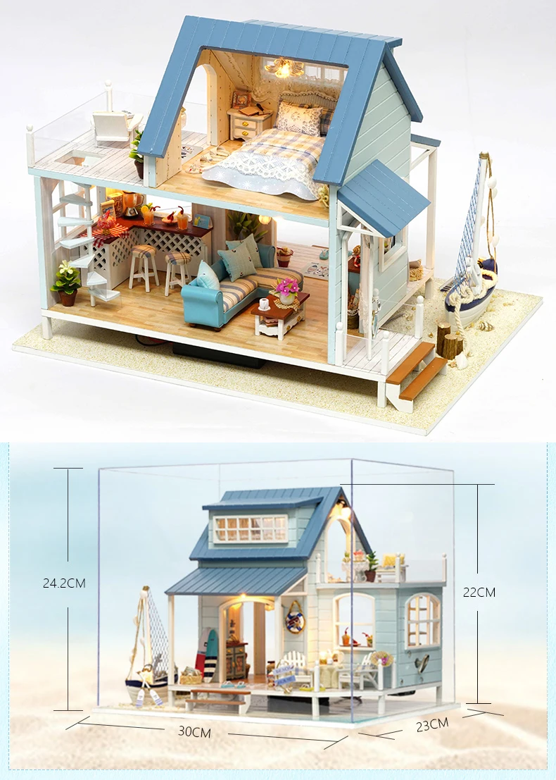 DIY Кукольный дом Миниатюрный Кукольный домик с деревянная мебель для дома Miniaturas игрушки для детей год рождественский подарок