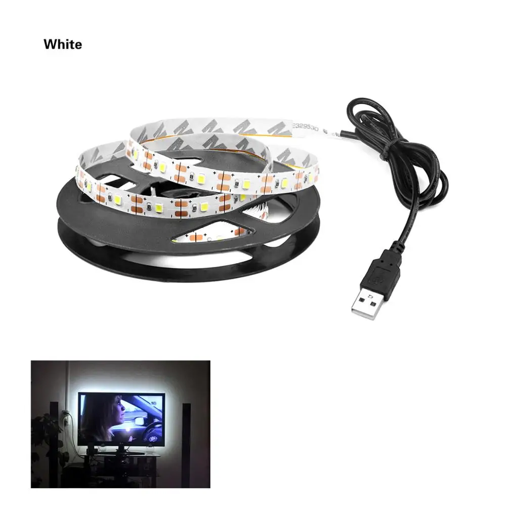 Кухонные огни RGB USB лента DC 5 в USB питание под светодиодные лампы для шкафа для телевизора фоновое освещение Настольный ПК экран Декор огни - Цвет: Only White LED Strip