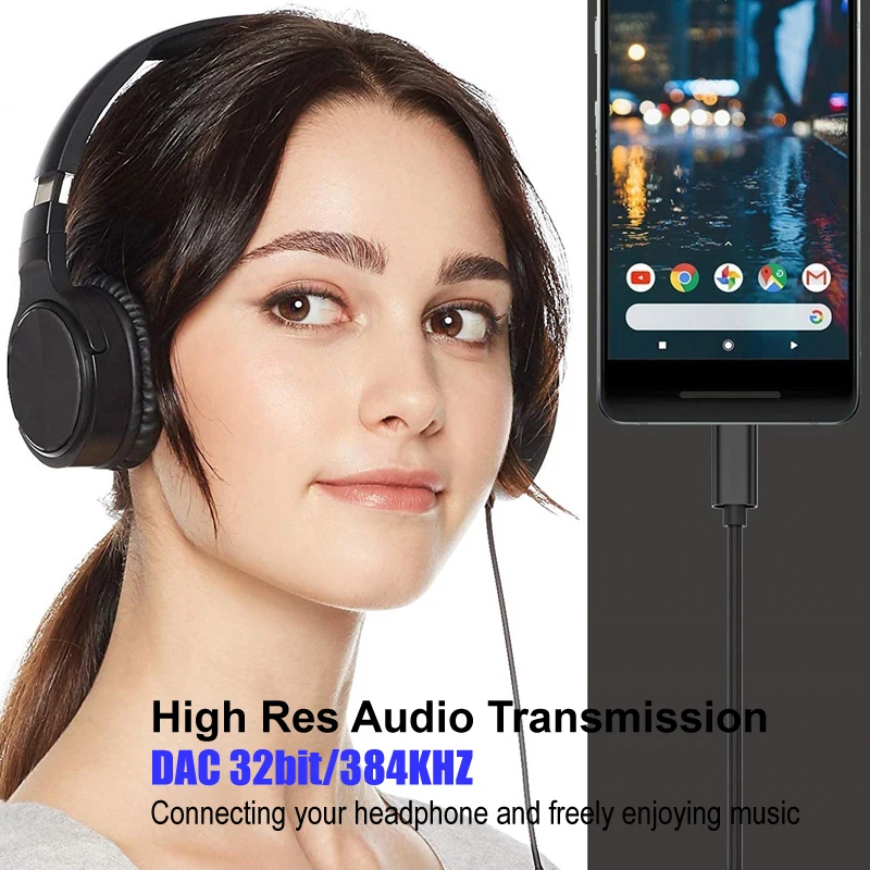 Вспомогательный цифровой аудиокабель Type C 3 5 мм DAC 32 бит/384 кГц для наушников