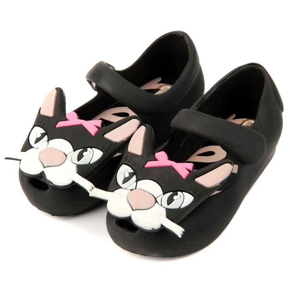 Kopen Mini memon jongens en meisjes causale sandalen met Vreemde kat gezicht PVC zacht leer voor kids schoenen platte hakken herfst en lente
