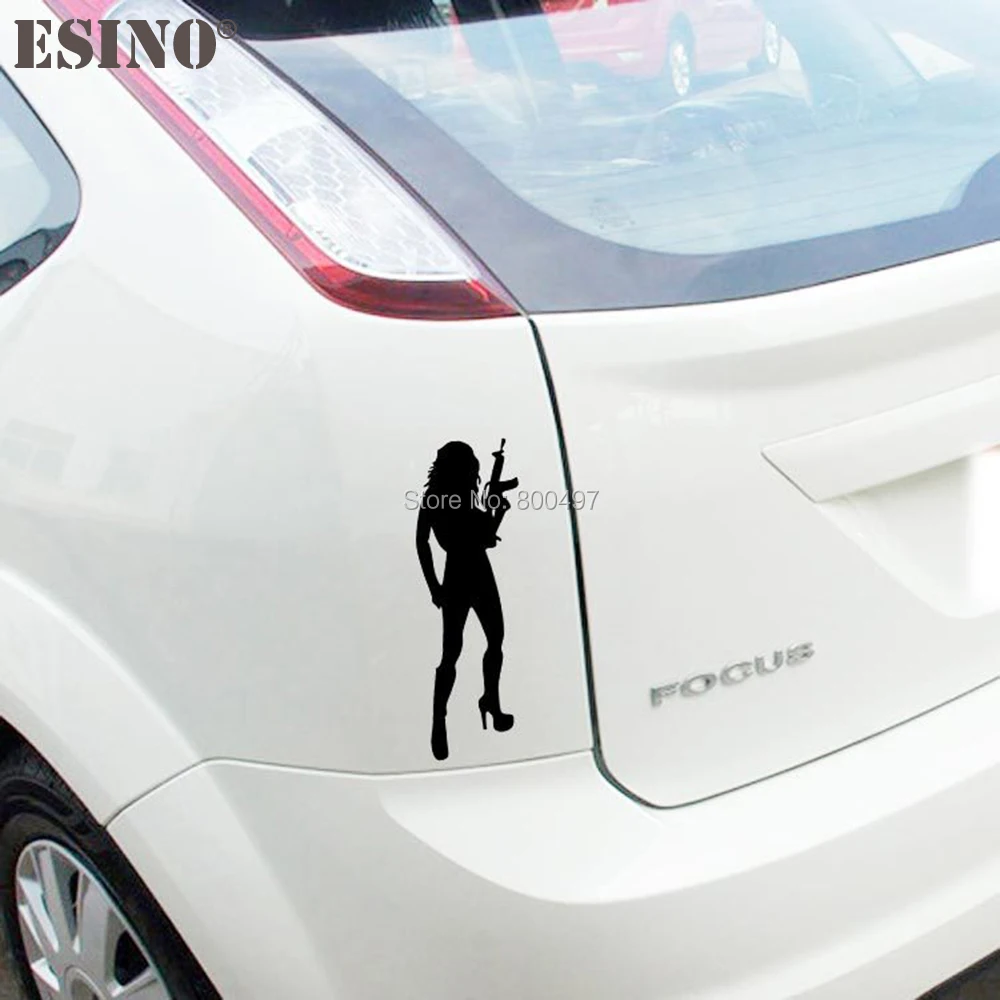 Hot Creative Fashion Style Sexy Lady Girl Temptation with a Gun Car Covers Decoration Accessories Styling Sticker Decal | Автомобили и