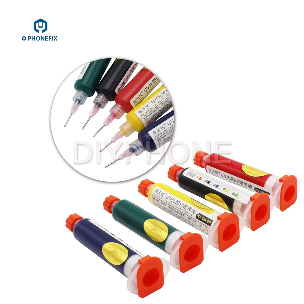 

PHONEFIX 5 Color 10 CC UV Soldering Paste Flux BGA Curable Solder Flux Oil for Cellphone Motherboard PCB Repair