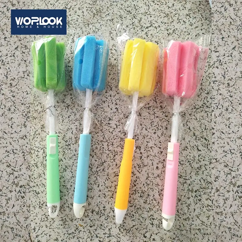 

Creative High Quality Absorbent Retractable Long Handle Thicker Sponge Wash Cup Bottle Brush Sponge Cup Brush Random Color