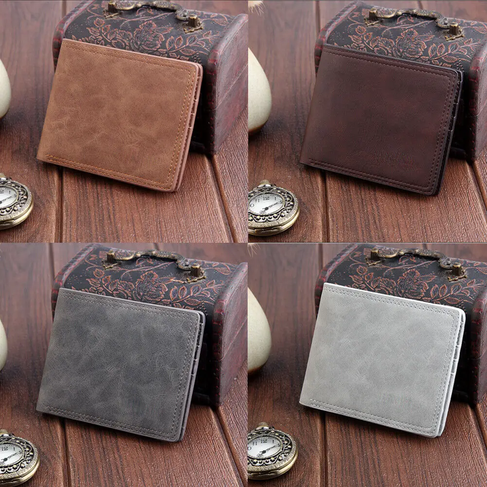 Мужской кошелек из искусственной кожи, карман для монет, карт, денег, клатч, двойной, тонкий кошелек