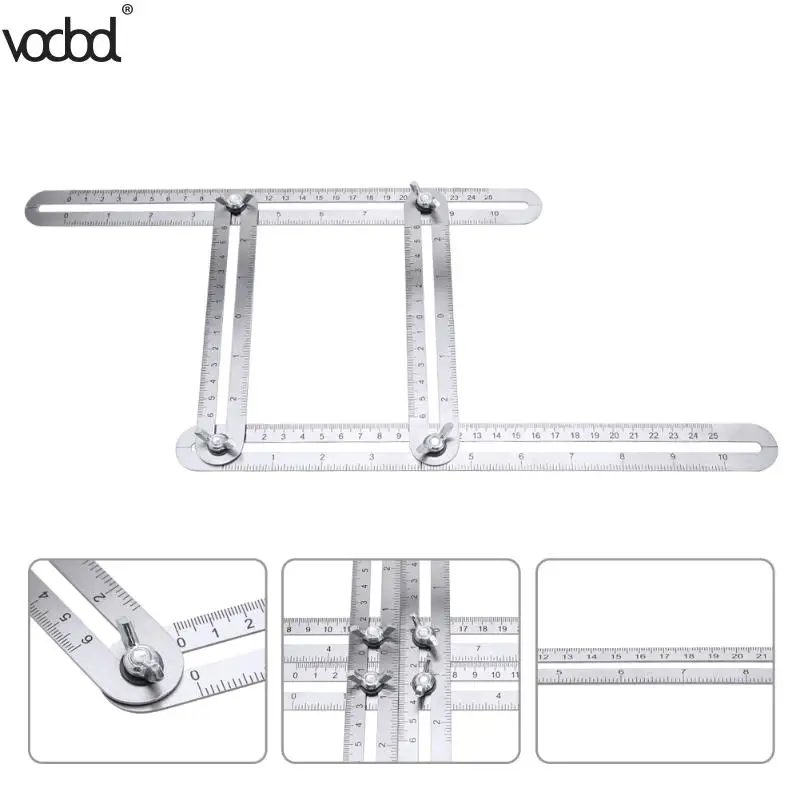 

Stainless Steel Foldable Multi Angle Ruler Template Tool Steel Four-sided Tile Flooring Measuring Instrument Flexible Easy Tool