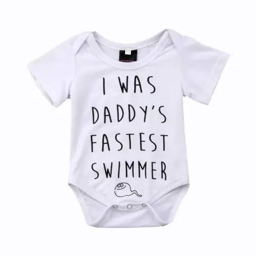 

Infant Baby Girls Summer Romper Boys daddy's fastest swimmer Jumpsuit Outfit Playsuit Clothes