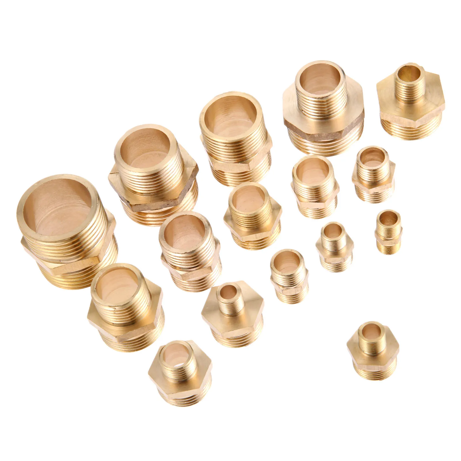 2Pcs 1/8" 1/4" 3/8" 1/2" 3/4" 1" Brass Pipe Hex Nipple Fitting Quick Adapter PT Male Thread Water Connector Air Pneumatic Pipe