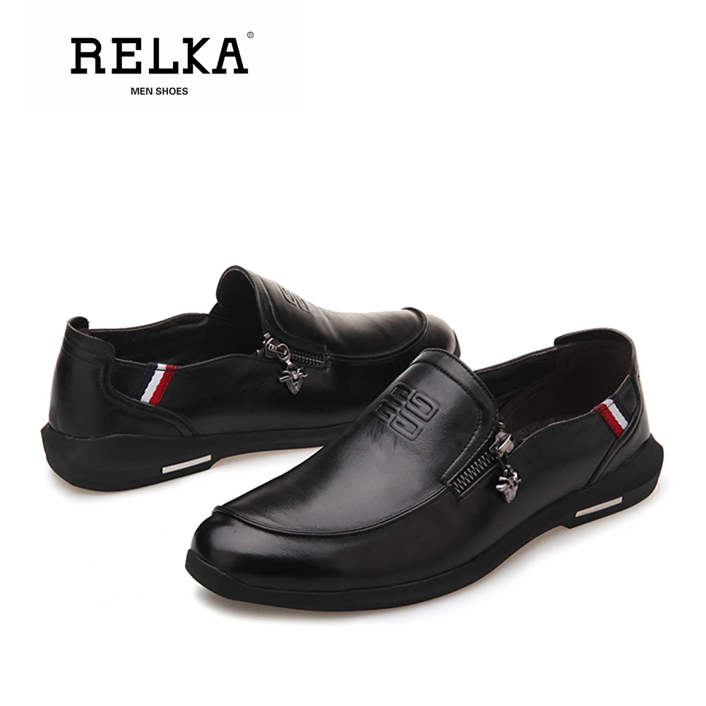 Baixo Casuais Sapatas black Qualidade Clássicos Alta Genuíno Homens Do Redondo Couro P8 Sólida Pé Handmade Relka Salto Dedo Slip on Brown Sapatos Dos Luxo De 6wRcq