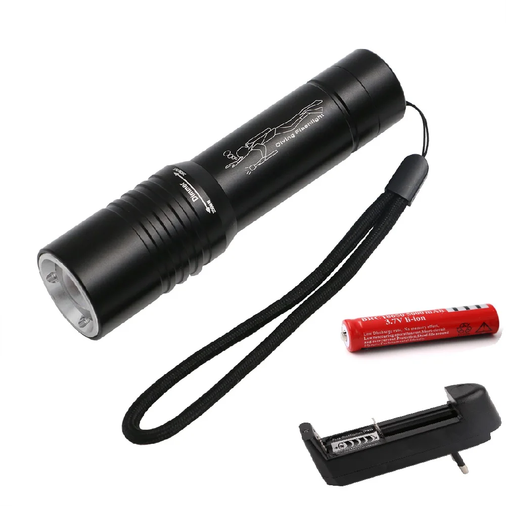 

LED XM-L T6 Waterproof Diving Flashlight Dive Underwater 50 Meter Zoomable Torch Lamp Camping Light Lanterna Use 18650 Battery