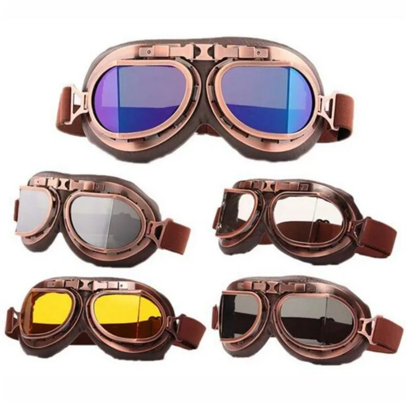 New Retro Motorcycle Goggles Men Vintage Moto Classic Glasses Pilot Steampunk Windproof Dustproof Goggles Outdoor Sports Eyewear