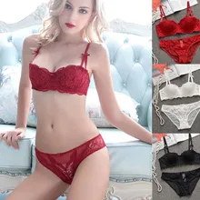 Сексуальный женский комплект, бюстгальтер и трусы с вышивкой кружева Глубокий V комплект нижнего белья пуш-ап нижнее белье однотонные бюстгальтеры Нижнее белье Трусики