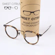 Sweet Citrus Pure B Titanium Glasses Frame Men Myopia Prescription Eyeglasses Women Ultralight Acetate Optical Spectacle Eyewear