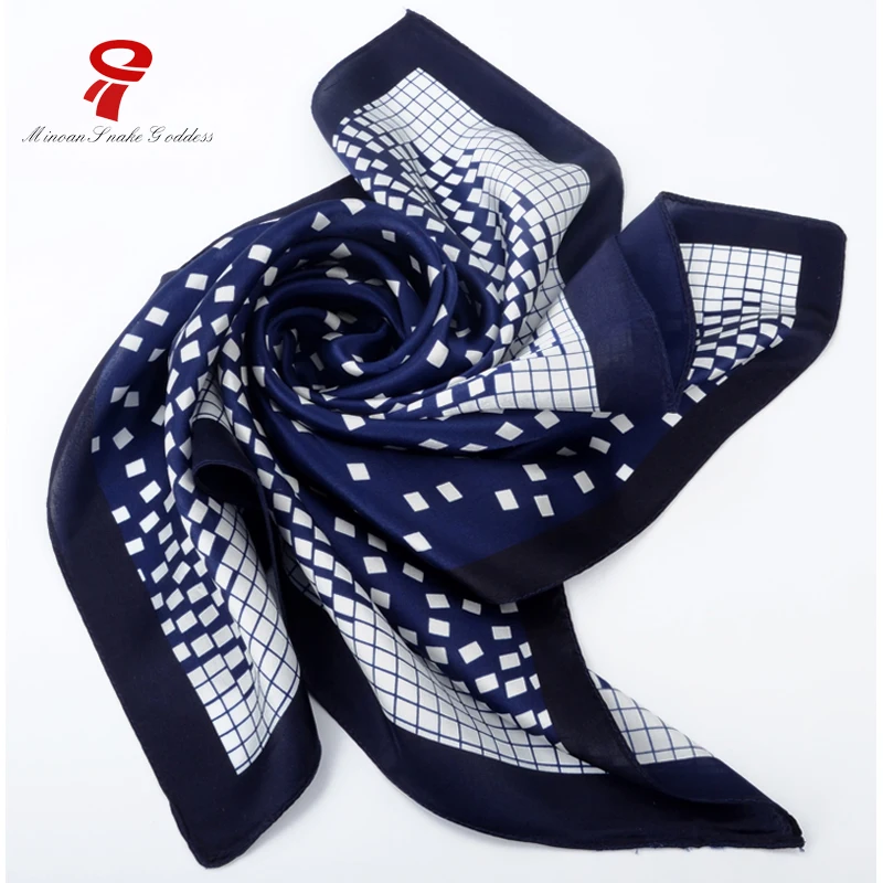 scarf 100 Silk Satin Small Square Scarf male Winter plaid neck Scarf