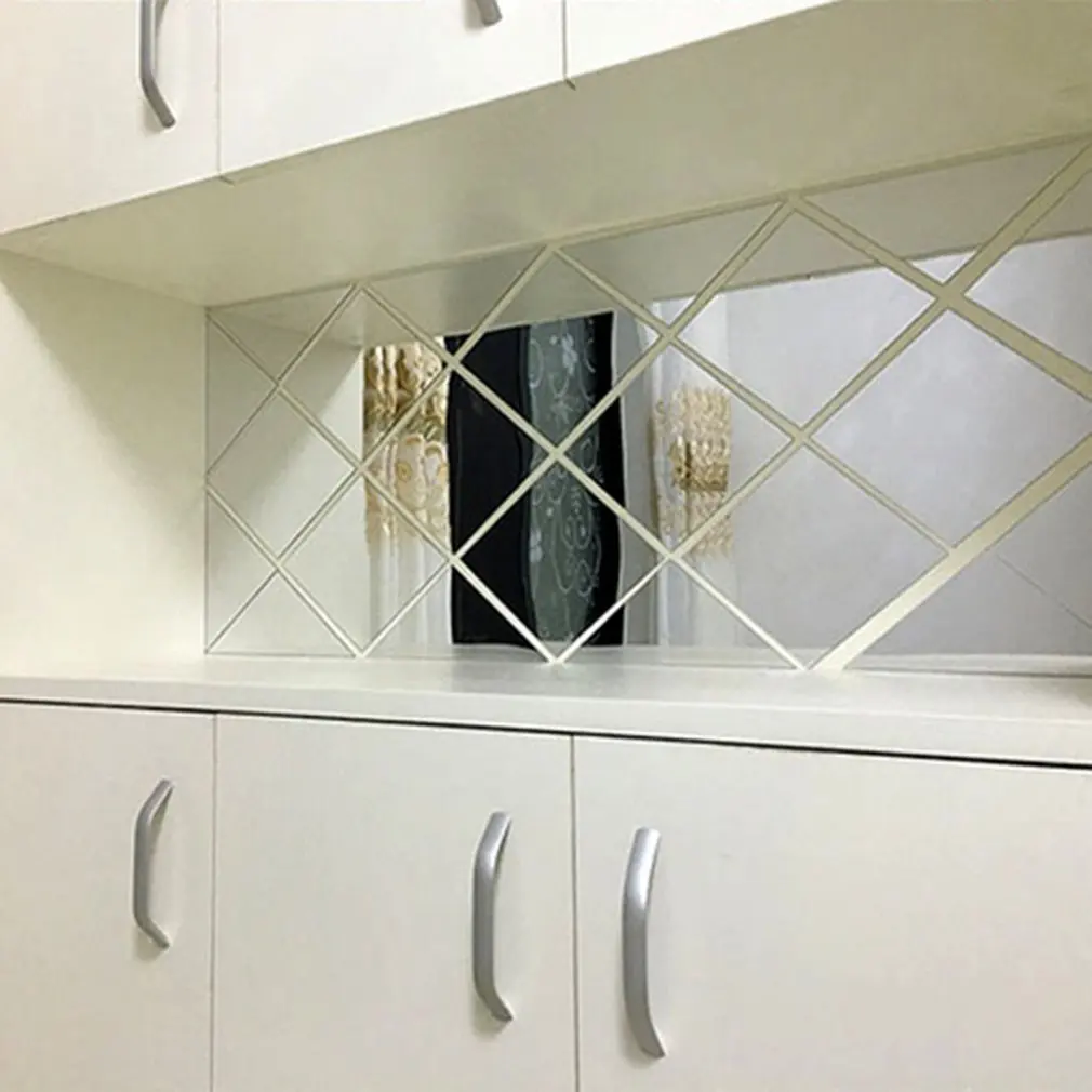 3D зеркальные съемные водонепроницаемые самоклеящиеся зеркальные наклейки для дома, ванной комнаты, кухни, настенные наклейки, украшение кухни
