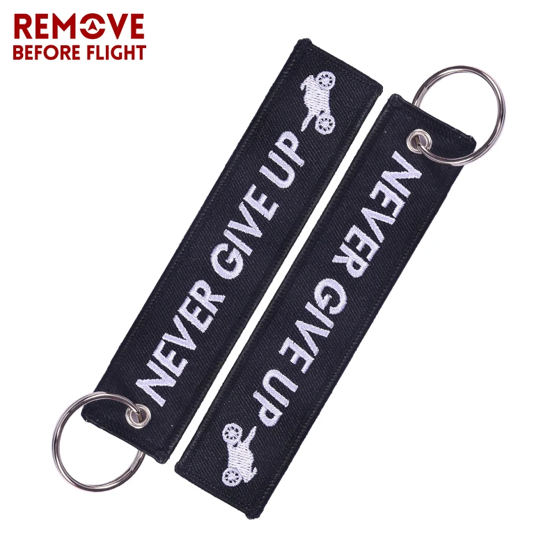 

2PCS New Fashion Keychain for Motorcycles Promotional Gift Car Key Ring Embroidery Never Give Up llaveros Motorbike Key Chains