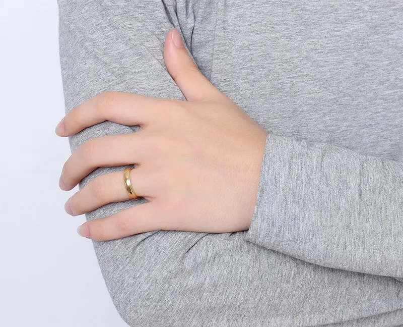 Gold Color Stainless Steel 4mm Comfort Fit Wedding Band Ring For Men Gold Color Stainless Steel 4mm Comfort Fit Wedding Band Ring For Men And Women Milgrain Edges In Bands From Jewelry Accessories On Aliexpress