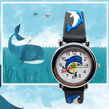 Новое поступление, детские часы для девочек и мальчиков с синим темно-морским Китом, Детские Подарочные часы, повседневные кварцевые наручные часы, модные детские часы