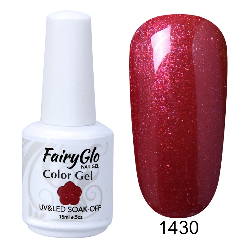 FairyGlo 15 мл чистый цвет УФ-Гель-лак замачиваемый Гель-лак для ногтей Vernis Полупостоянный художественный Гель-лак для ногтей маникюрный лак - Цвет: 1430