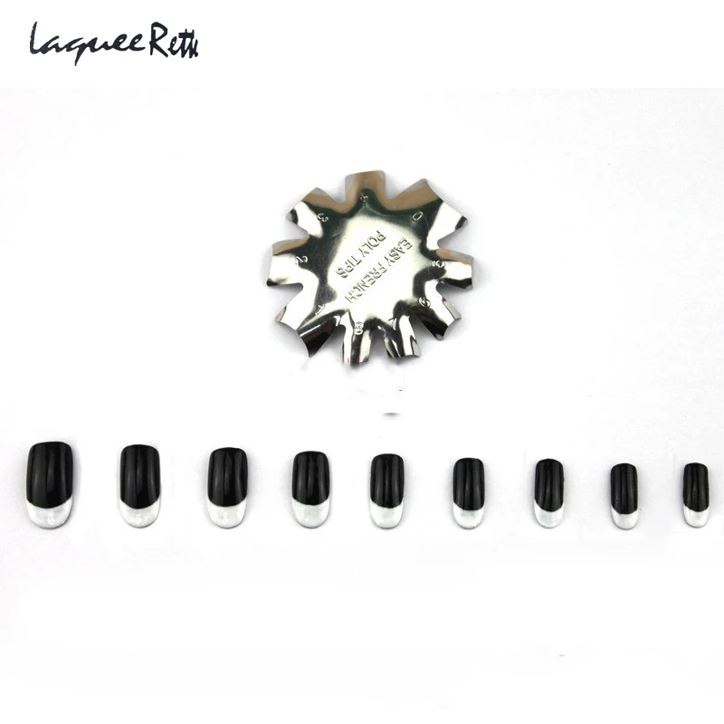 

French perfect nail manicure gereedschap Nail Art Stamping Plates Stainless Steel False French Nail Templates Manicure Stencils