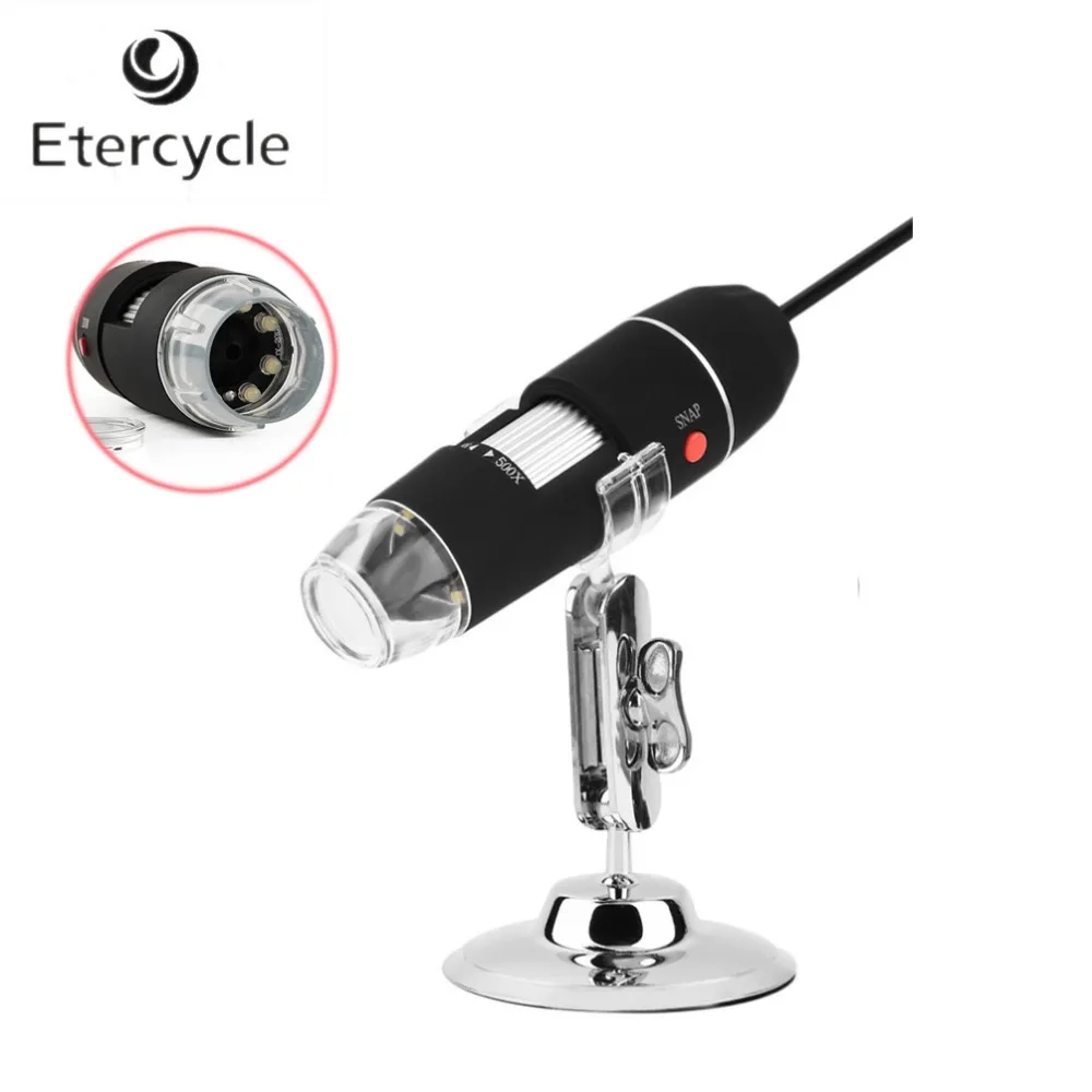 Etercycle Портативный USB мини лупа 50X 500X 8 светодиодный эндоскопия с цифровым