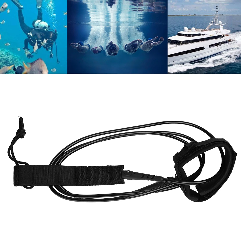 

6FT 5.5mm Surfboard Leash Anti-lost TPU Double Swivels Straight Safe Rope Water Sports Surfboard Leash with Hook Loop Closure