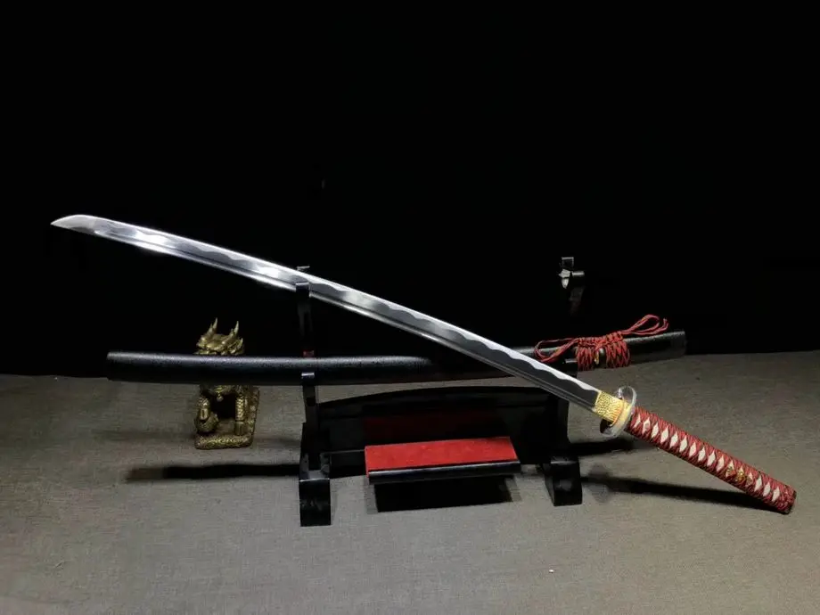 Ручная работа, меч японского Sharp HRC60 углерода Сталь самурайский меч, пластичный монтаж, режет бамбуковую трость