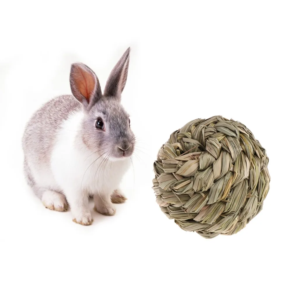 Игрушки-Жвачки хомяк кролик морская свинья с натуральной травой плетеная солома мяч с колокольчиком