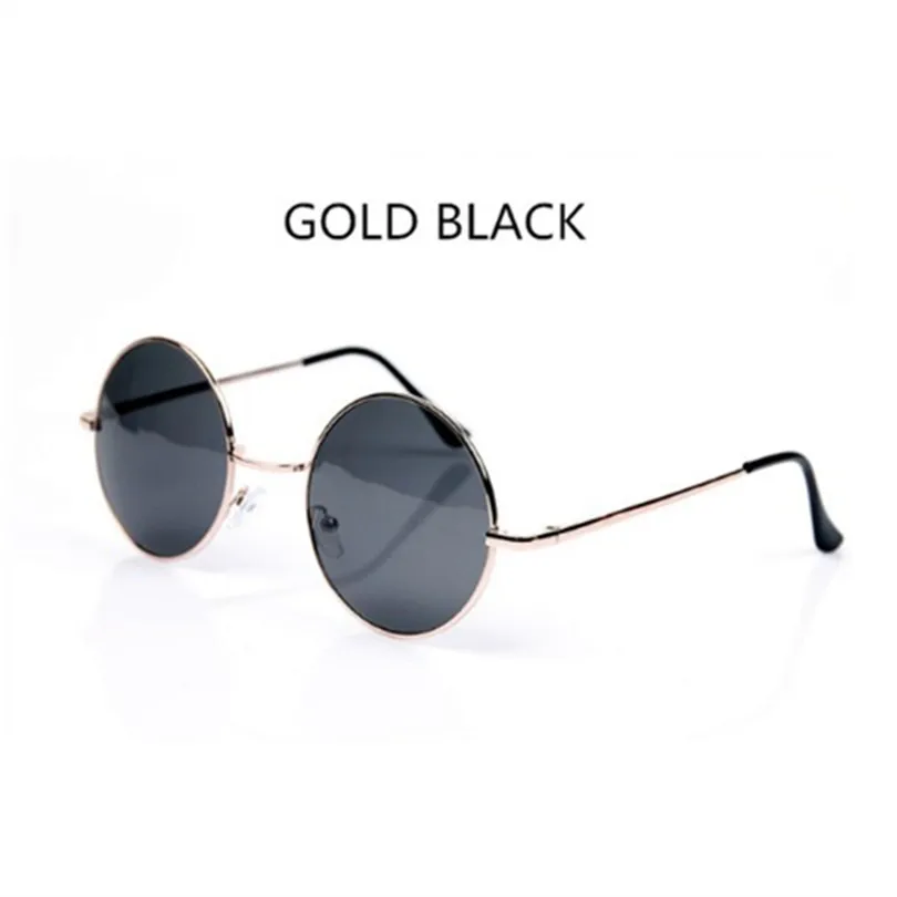 Mirrored Retro Round Sunglasses Men Women Brand Designer Female Male Sun Glasses Men's Women's Vintage Glasses - Цвет линз: Gold black