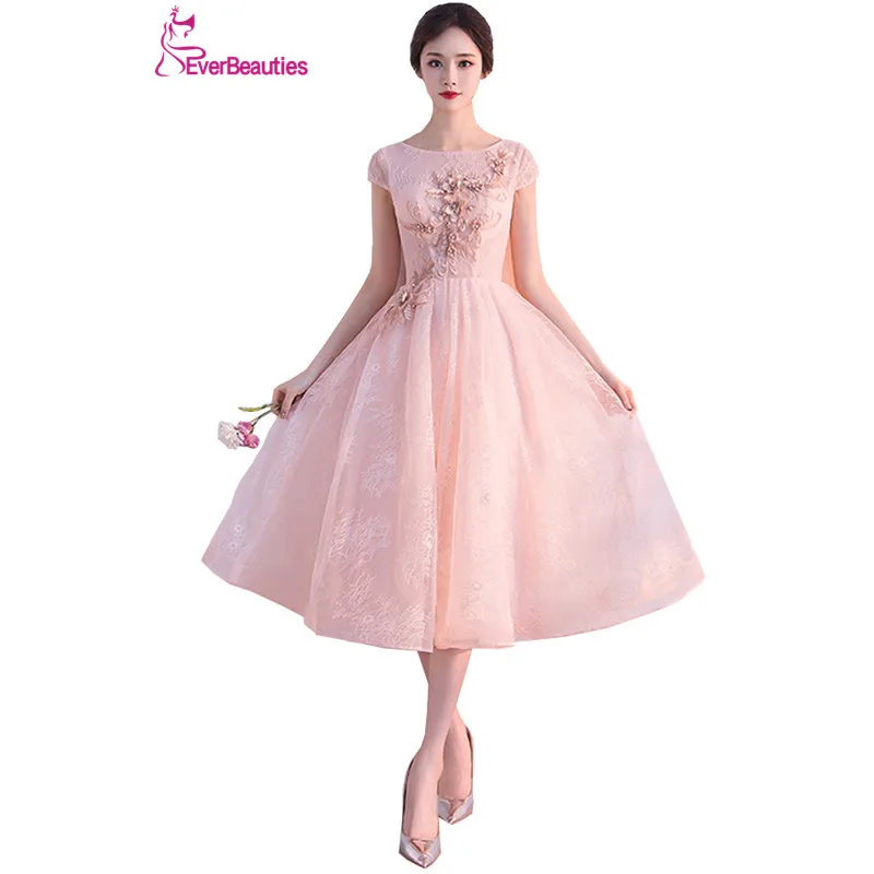 

Elie Saab Evening Dress 2019 Tulle with Appliqued Beaded For Prom Wedding Party Tea-Length Vestidos De Noite Para Casamento