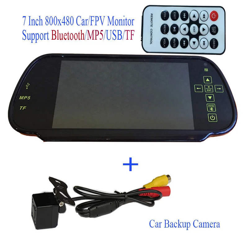 Bluetooth MP5 TF USB 800x480 LCD Зеркало заднего вида монитор 7 дюймовый экран + Автомобильная