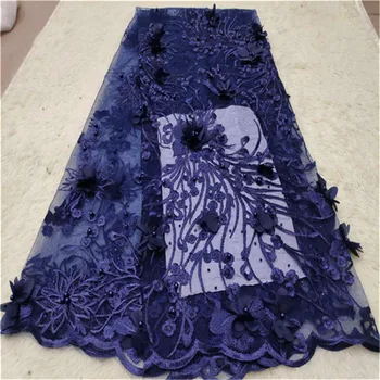

2019 New style French net lace fabric 3D flower African tulle mesh lace fabric high quality lace nigerian lace fabric